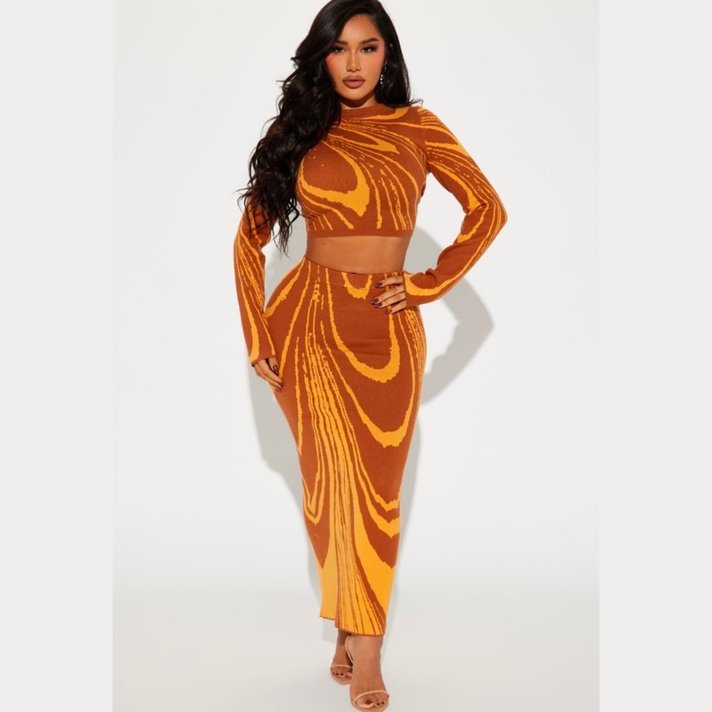 Elegant Brown and Orange Women's Skirt